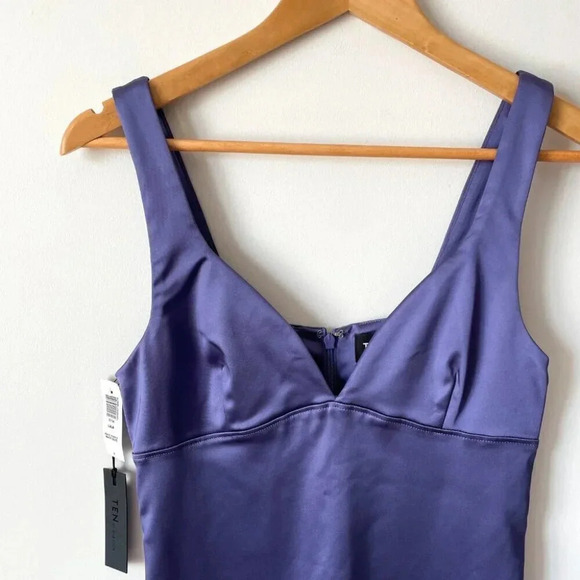Aritzia Ten By Babaton Lala V Neck Satin Mini Dress NWT Isolite Purple Size 4 - Picture 6 of 11